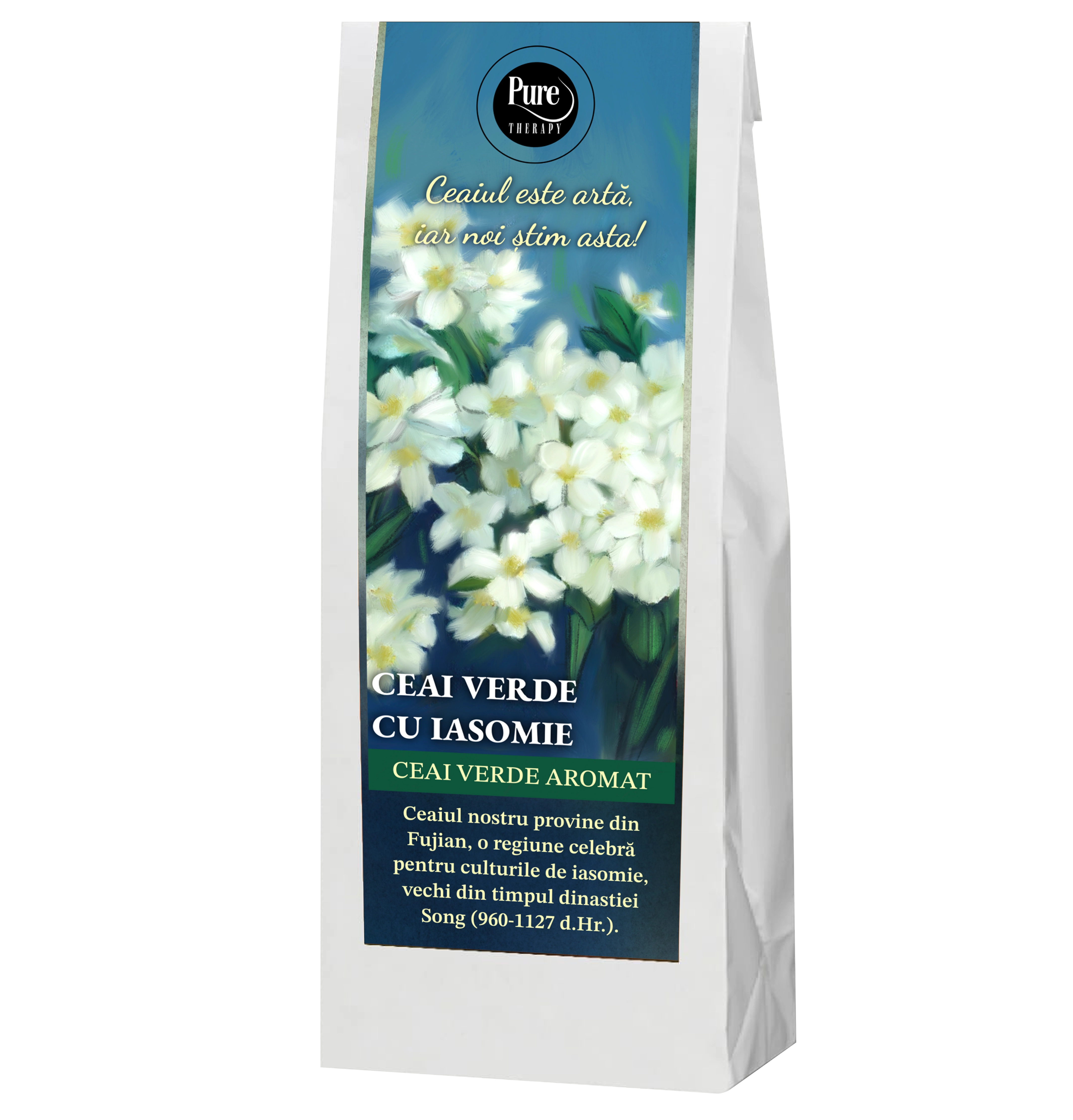 Ceai verde aromat pentru infuzie, cu aroma de iasomie, 50g, Pure Therapy