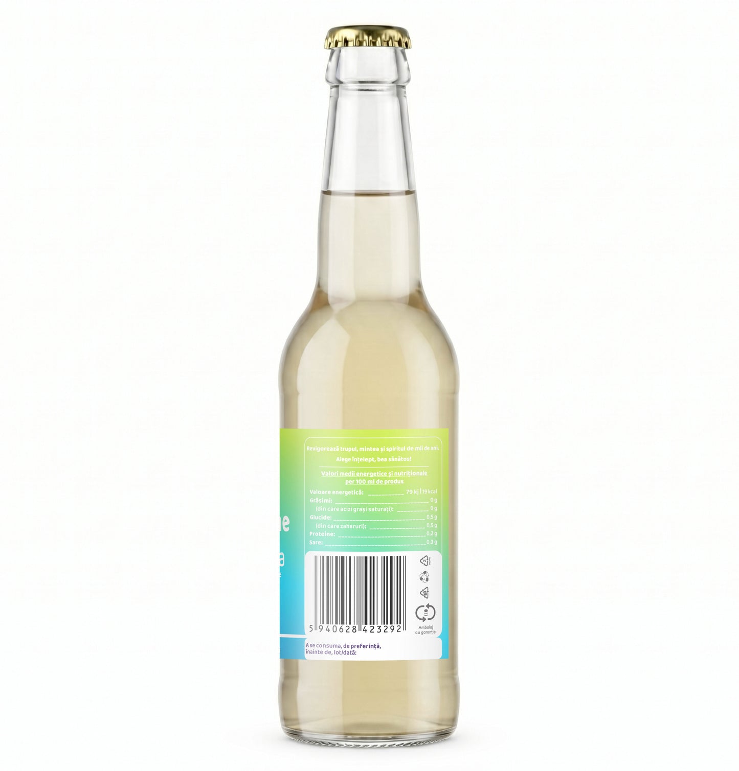Bautura racoritoare acidulata pe baza de Kombucha, cu ulei esential de MENTA SI LAMAIE, 330 ml, Furori