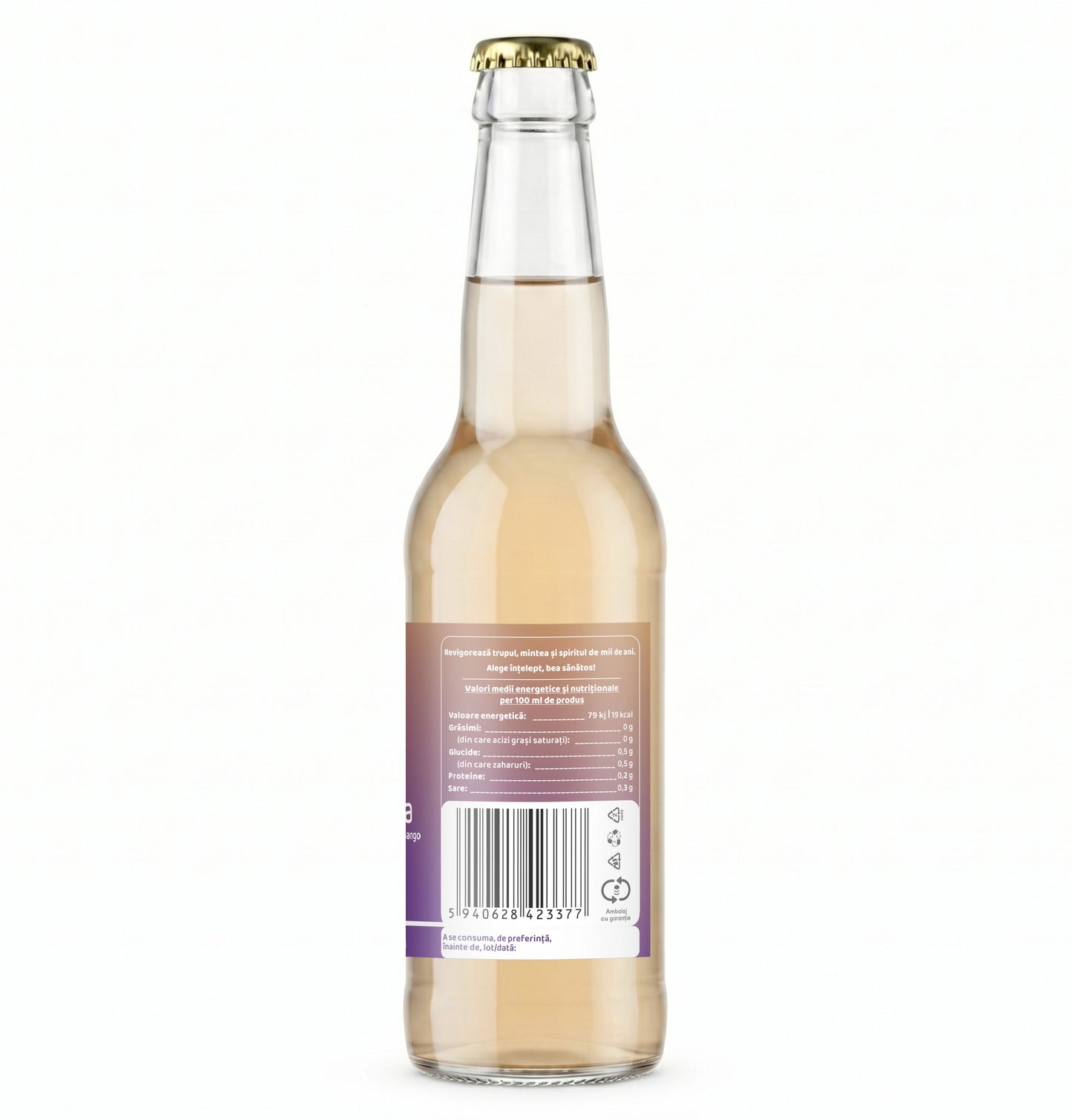 Bautura digestiva Kombucha fara zahar, cu aroma naturala de FRUCTUL PASIUNII si MANGO, 330 ml, Furori