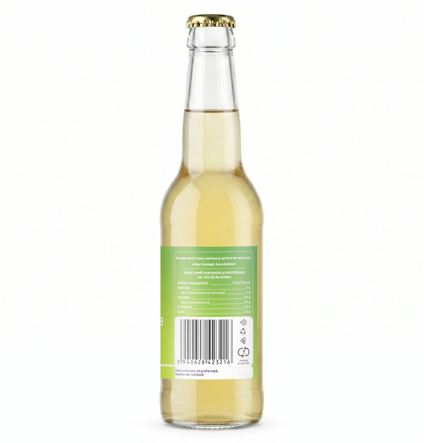 Bautura racoritoare acidulata pe baza de Kombucha, cu aroma naturala de SOC si miere, 330 ml, Furori