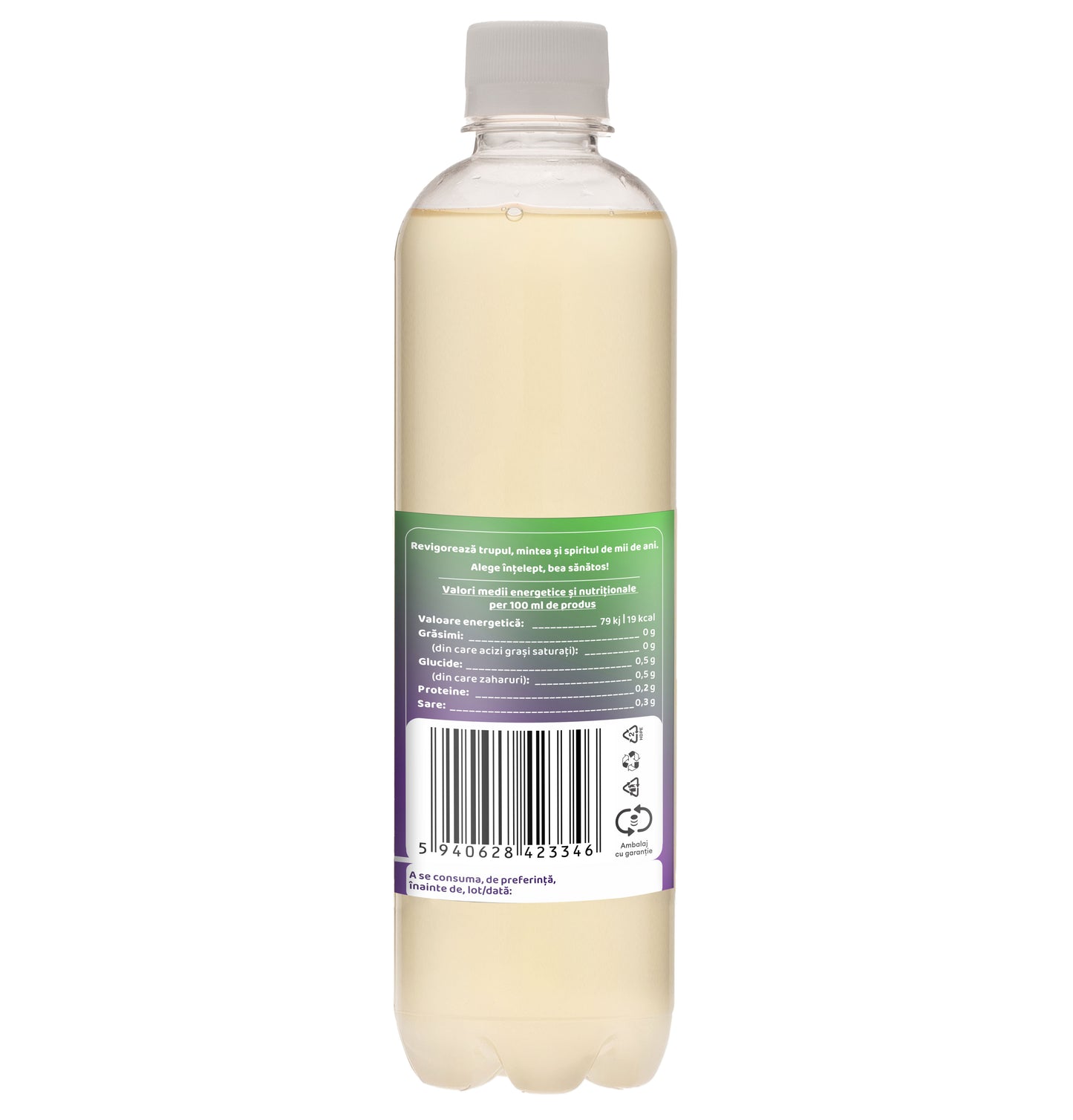 Apa tonica fara zahar pe baza de Kombucha, cu pelin, ceai verde, ceai negru si miere, pentru digestie, 500 ml, Furori