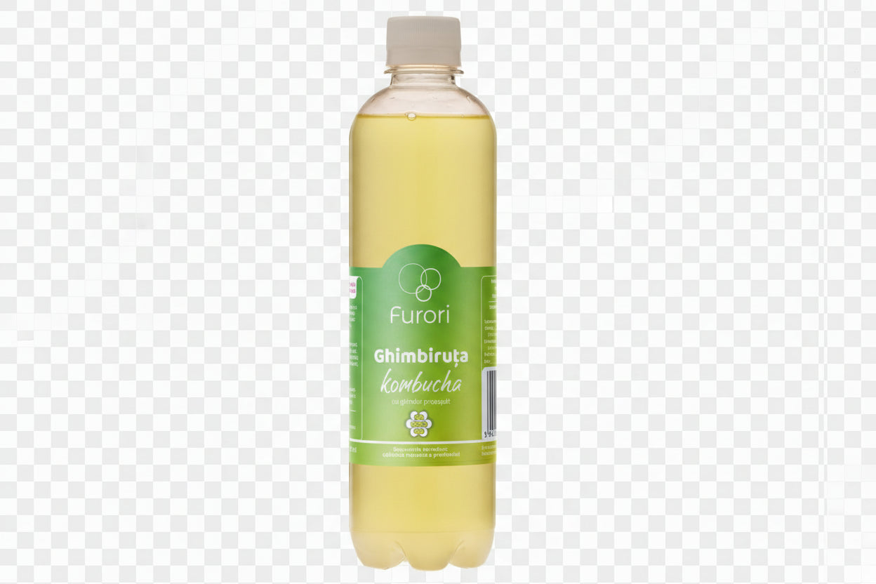 Bautura racoritoare pe baza de Kombucha, cu aroma naturala de GHIMBIR si miere, 500 ml, Furori