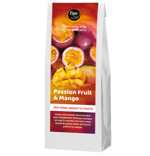 Ceai verde aromat exotic FRUCTUL PASIUNII & MANGO, 70g, Pure Therapy