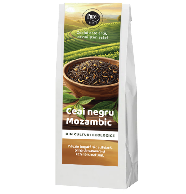 CEAI NEGRU aromat bio, organic din Mozambic, din frunze fin maruntite si note blande, pentru infuzie, 50g, Pure Therapy