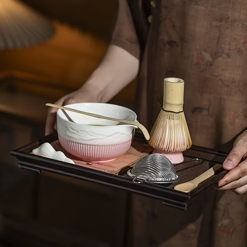 Kit Premium pentru Preparare Matcha – Set Ceramica & Inox, 8 Piese pentru Ceai Matcha Autentic