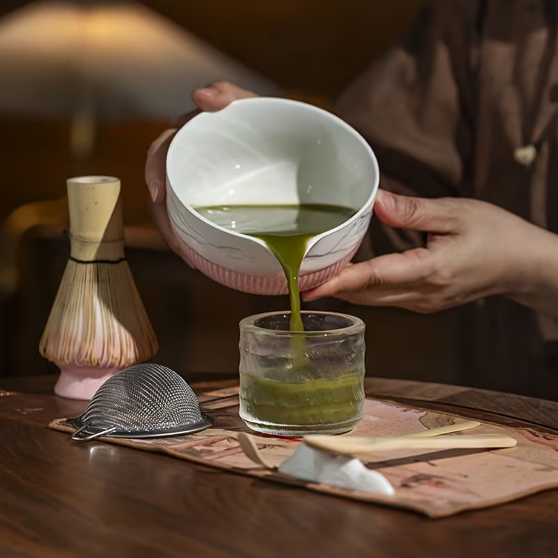 Kit Premium pentru Preparare Matcha – Set Ceramica & Inox, 8 Piese pentru Ceai Matcha Autentic