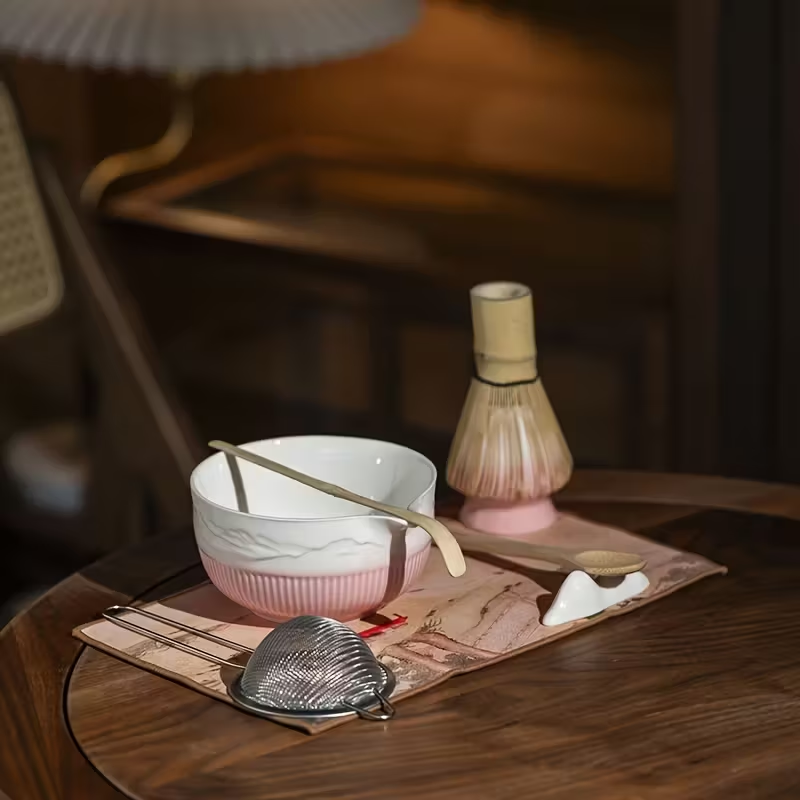 Kit Premium pentru Preparare Matcha – Set Ceramica & Inox, 8 Piese pentru Ceai Matcha Autentic