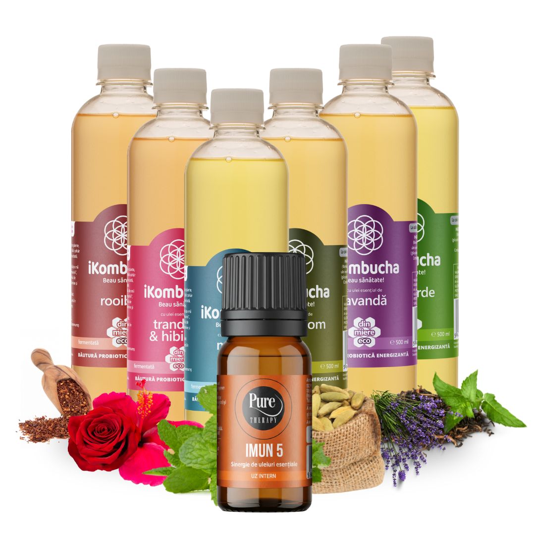Pachetul de Iarnă – 12 Sticle iKombucha + Ulei Esențial IMUN 5