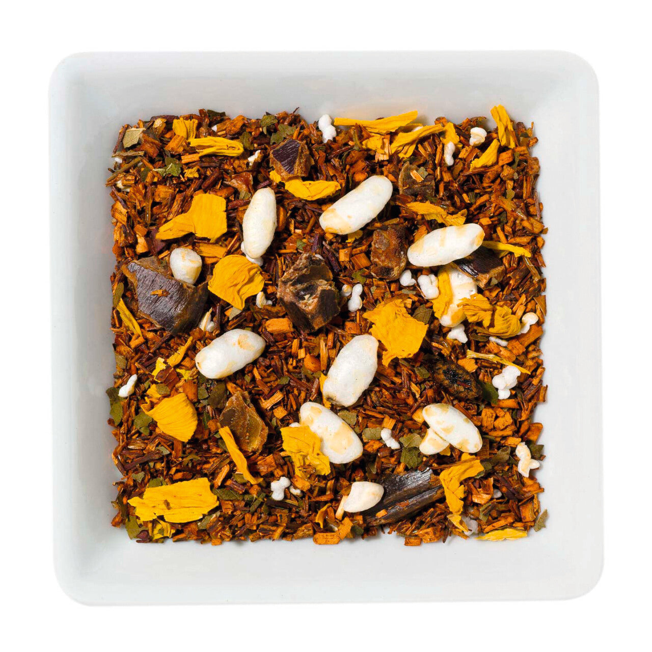 Ceai aromat din fructe si rooibos CRÈME BRÛLÉE, cu plante uscate pentru infuzie, cu gust de crema de zahar ars, cu vanilie si condimente, 70g, Pure Therapy