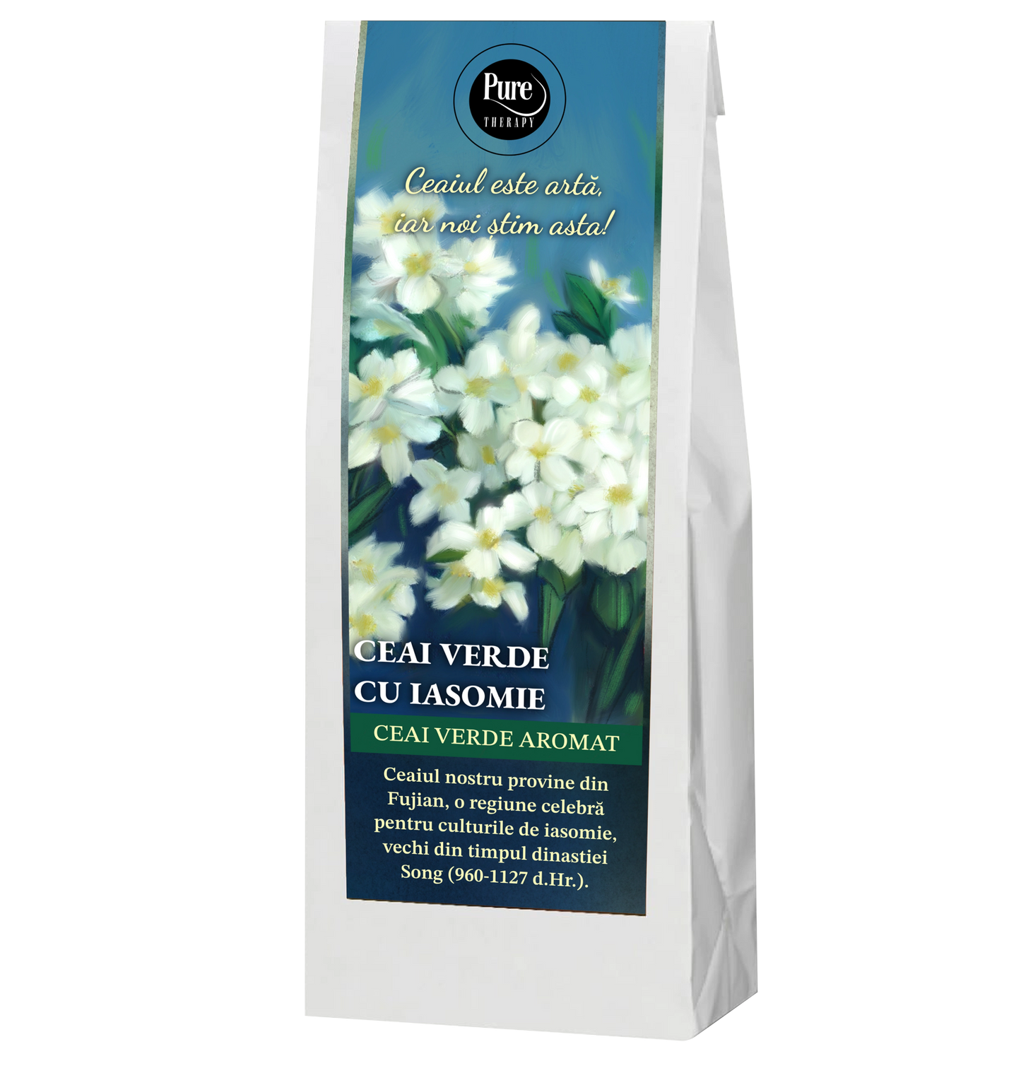 Ceai verde aromat pentru infuzie, cu aroma de iasomie, 50g, Pure Therapy