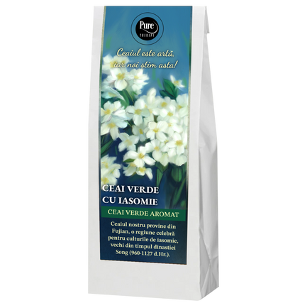 Ceai verde aromat pentru infuzie, cu aroma de iasomie, 50g, Pure Therapy