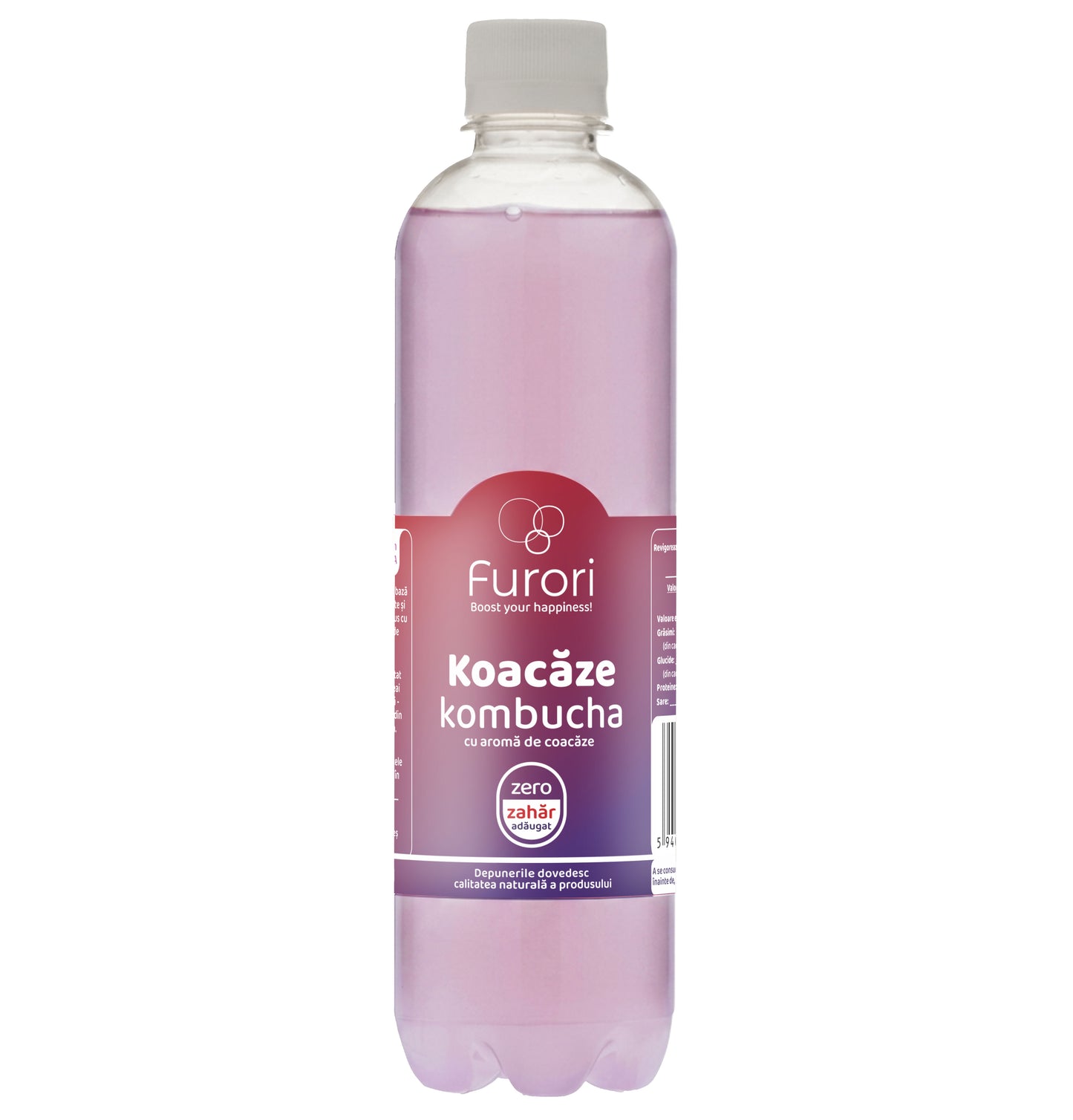 Bautura racoritoare Kombucha fara zahar, cu aroma naturala de coacaze, miere, 500 ml, Furori