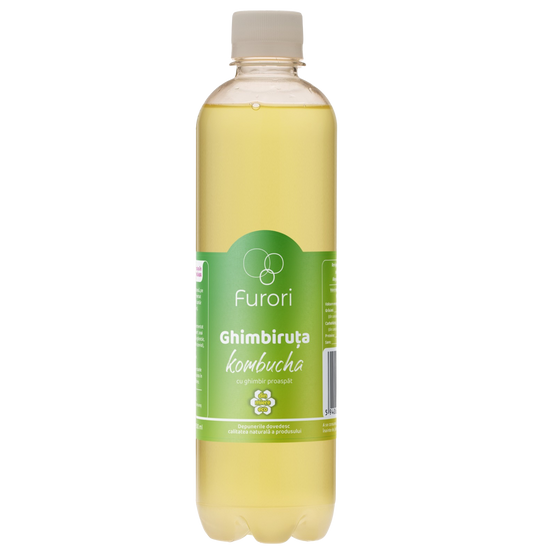 Bautura racoritoare pe baza de Kombucha, cu aroma naturala de GHIMBIR si miere, 500 ml, Furori