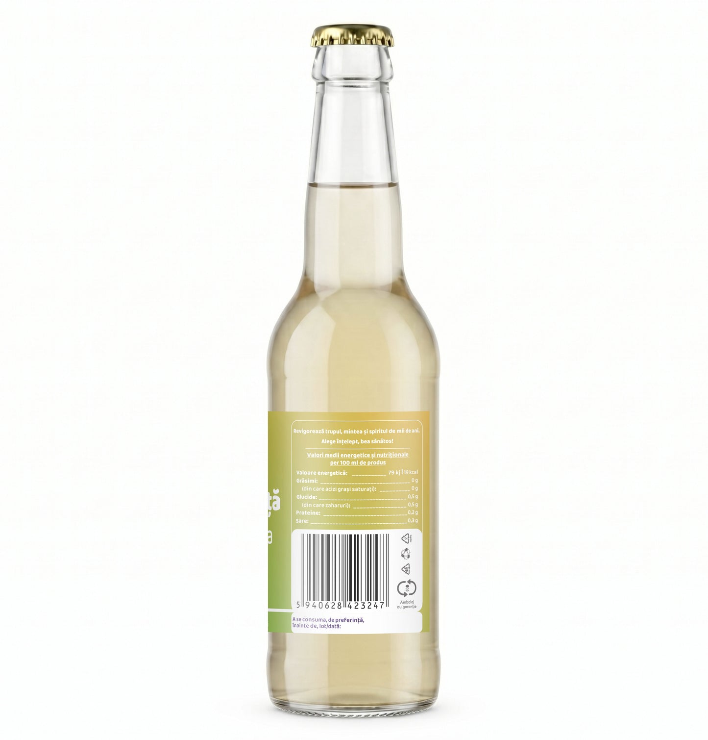 Bautura racoritoare pe baza de Kombucha, cu aroma naturala de GHIMBIR si miere, 330 ml, Furori
