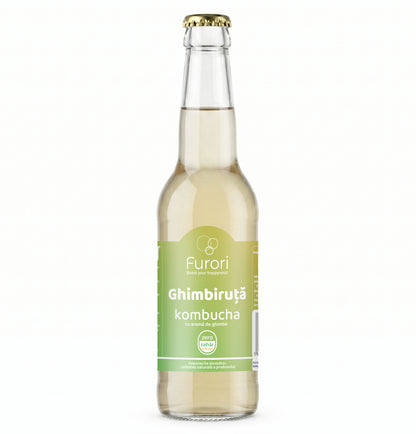 Bautura racoritoare pe baza de Kombucha, cu aroma naturala de GHIMBIR si miere, 330 ml, Furori