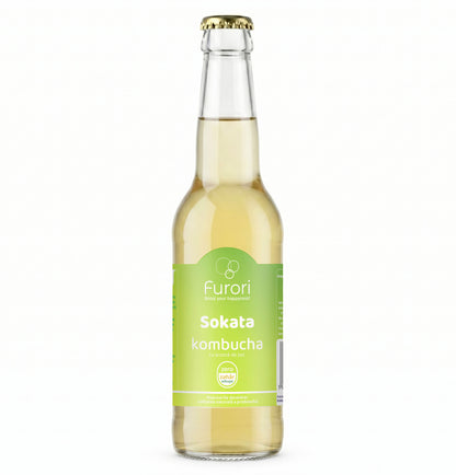 Bautura racoritoare acidulata pe baza de Kombucha, cu aroma naturala de SOC si miere, 330 ml, Furori
