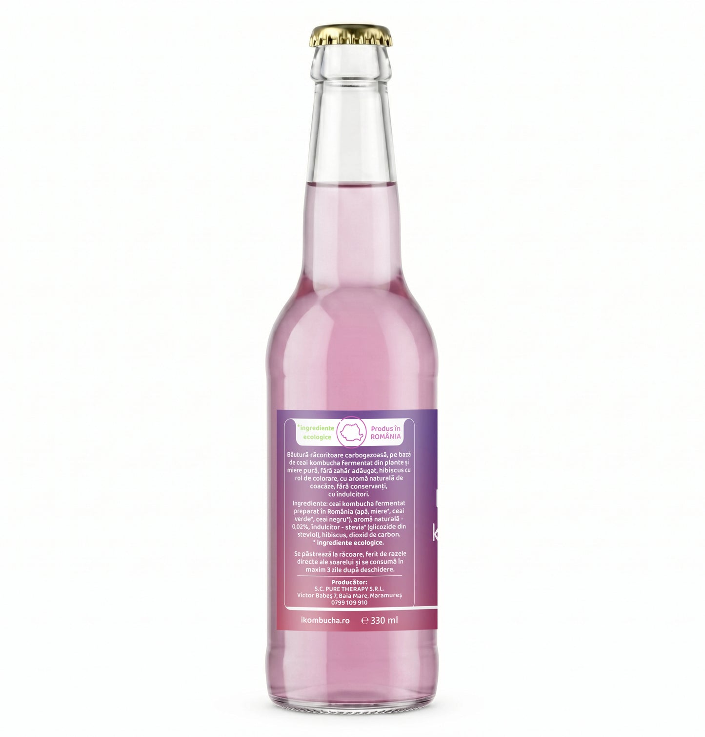 Bautura digestiva pe baza de Kombucha, cu aroma naturala de COACAZE si extract de morcov, 330 ml, Furori