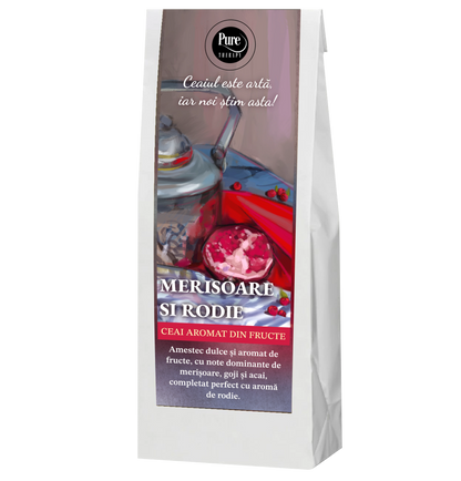 Ceai de fructe aromate si plante uscate pentru infuzie, cu merisoare, goji, acai si rodie, 70g, Pure Therapy