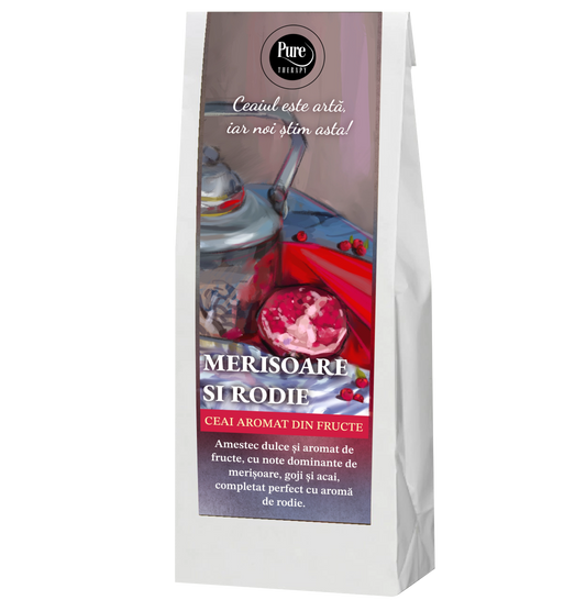 Ceai de fructe aromate si plante uscate pentru infuzie, cu merisoare, goji, acai si rodie, 70g, Pure Therapy