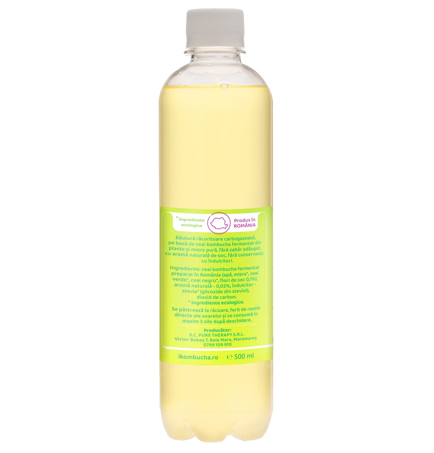 Bautura racoritoare acidulata pe baza de Kombucha, cu aroma naturala de SOC si miere, 500 ml, Furori