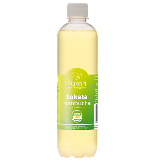 Bautura racoritoare acidulata pe baza de Kombucha, cu aroma naturala de SOC si miere, 500 ml, Furori