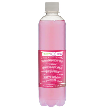 Bautura racoritoare Kombucha fara zahar, cu aroma naturala de ZMEURA, miere si hibiscus, 500 ml, Furori