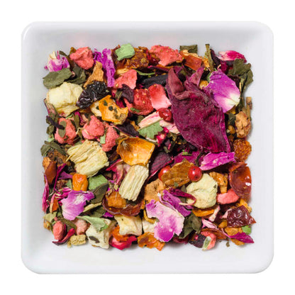 Ceai aromat CAPSUNI & RUBARBA, infuzie delicata cu capsuni, rubarba, hibiscus si petale de trandafir, 50g, Pure Therapy