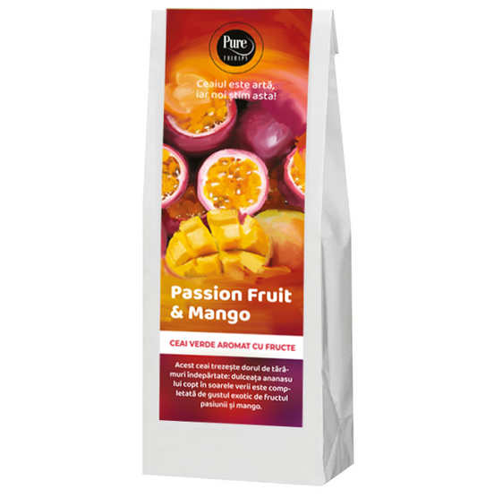 Ceai verde aromat exotic FRUCTUL PASIUNII & MANGO, 70g, Pure Therapy