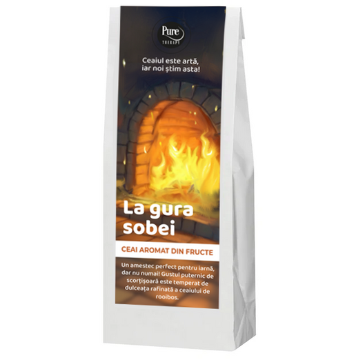 Ceai de fructe si plante LA GURA SOBEI, cu mar, migdale, scortisoara si vanilie de Bourbon, pentru infuzie, 70g, Pure Therapy