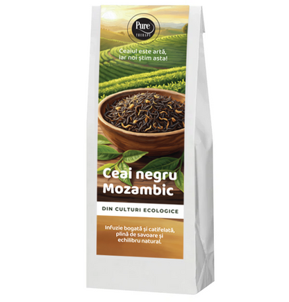 CEAI NEGRU aromat bio, organic din Mozambic, din frunze fin maruntite si note blande, pentru infuzie, 50g, Pure Therapy