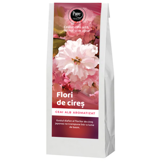 Ceai verde aromat cu FLORI DE CIRES JAPONEZ, infuzie florală delicată, 50g, Pure Therapy