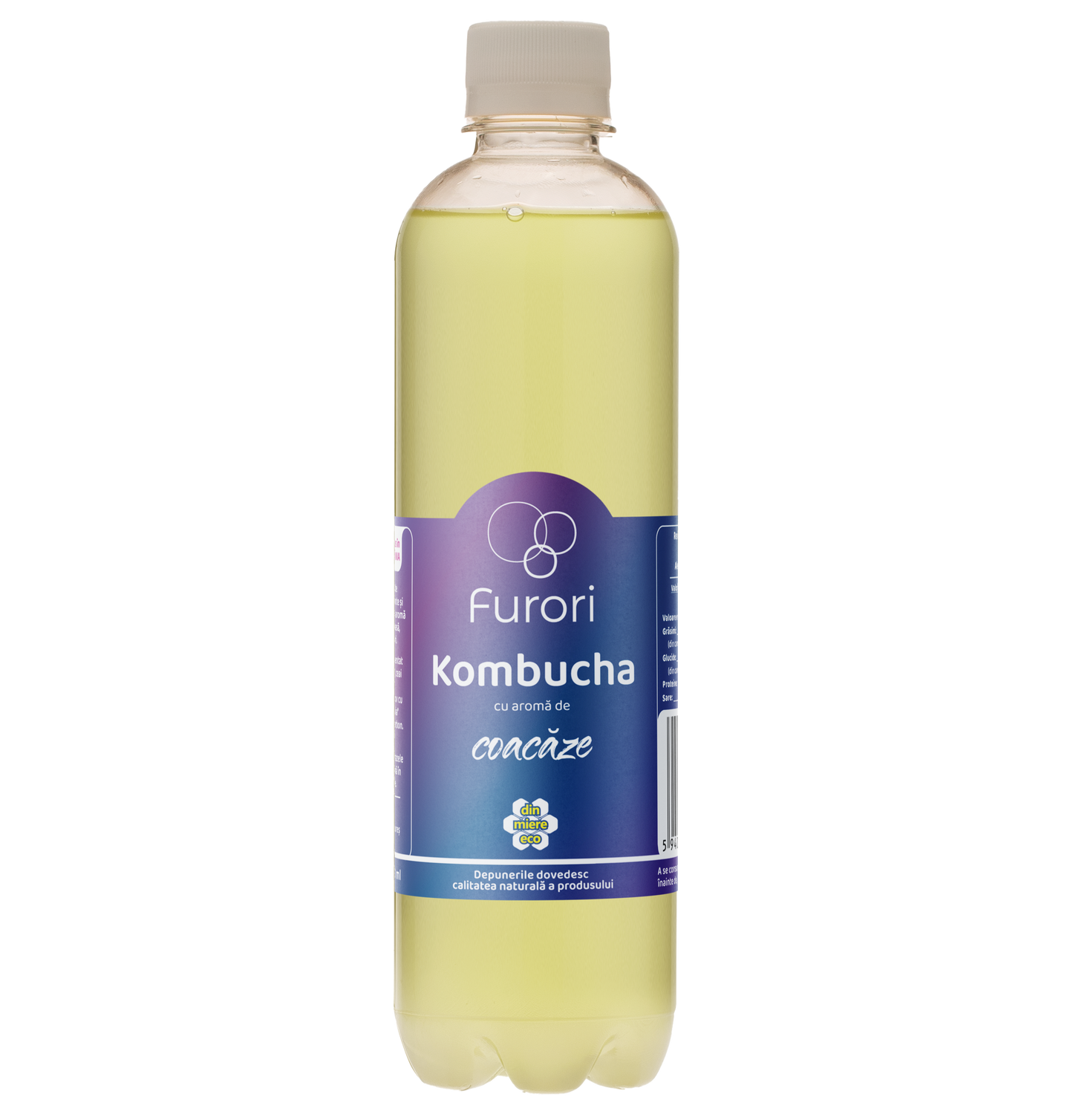 Bautura racoritoare Kombucha fara zahar, cu aroma naturala de coacaze, miere, 500 ml, Furori