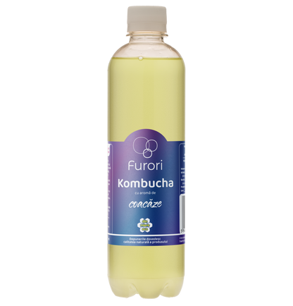 Bautura racoritoare Kombucha fara zahar, cu aroma naturala de coacaze, miere, 500 ml, Furori