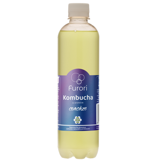 Bautura racoritoare Kombucha fara zahar, cu aroma naturala de coacaze, miere, 500 ml, Furori