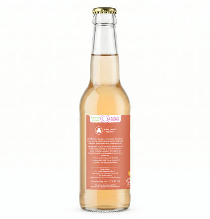 Ceai probiotic fermentat cu Kombucha, cu ceai ROOIBOS, enzime si antioxidanti, pentru flora, arderea grasimilor si imunitate, fara zahar, 330 ml iKombucha