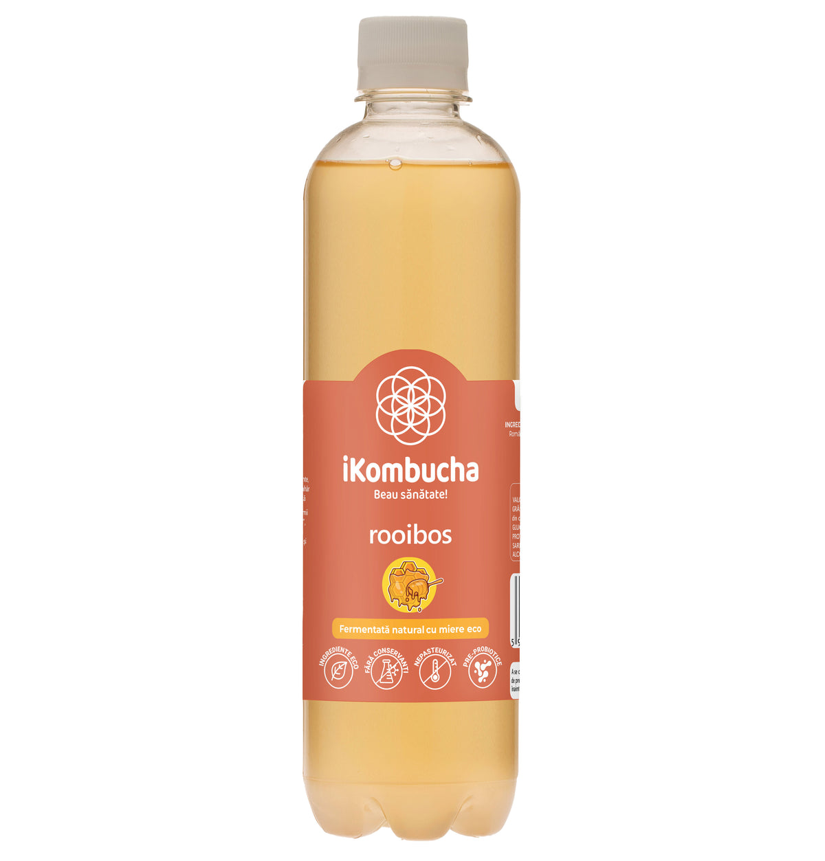 Bautura digestiva cu probiotice Kombucha, cu ceai ROOIBOS, cu antioxidanti si minerale cu beneficii pentru rezistenta si flora intestinala, 500 ml, iKombucha