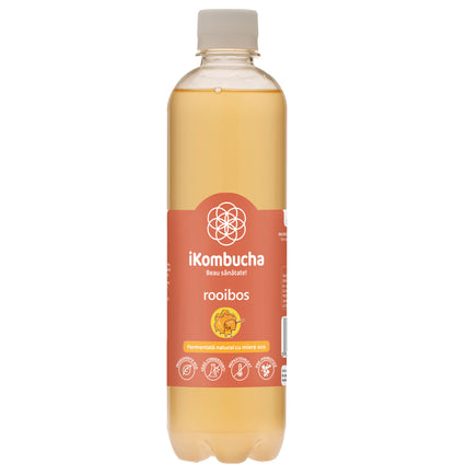 Bautura digestiva cu probiotice Kombucha, cu ceai ROOIBOS, cu antioxidanti si minerale cu beneficii pentru rezistenta si flora intestinala, 500 ml, iKombucha
