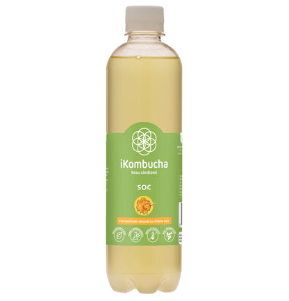 Ceai bio fermentat cu probiotice Kombucha, cu SOC, cu enzime pentru slabire si rezistenta, fara zahar, 500 ml, iKombucha