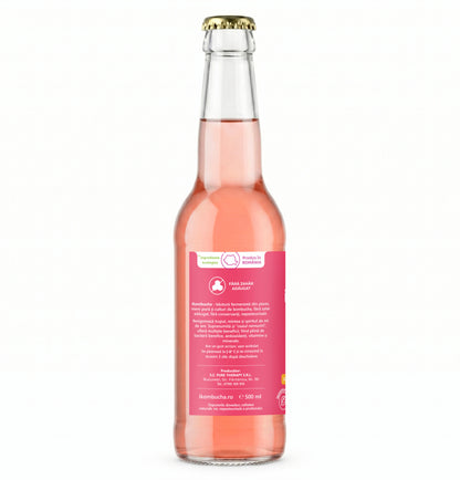 Ceai Kombucha, cu TRANDAFIR si HIBISCUS, cu continut ridicat de probiotice,enzime si antioxidanti, cu beneficii pentru imunitate si arderea grasimilor, 330 ml, iKombucha