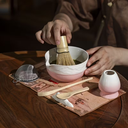 Kit Premium pentru Preparare Matcha – Set Ceramica & Inox, 8 Piese pentru Ceai Matcha Autentic