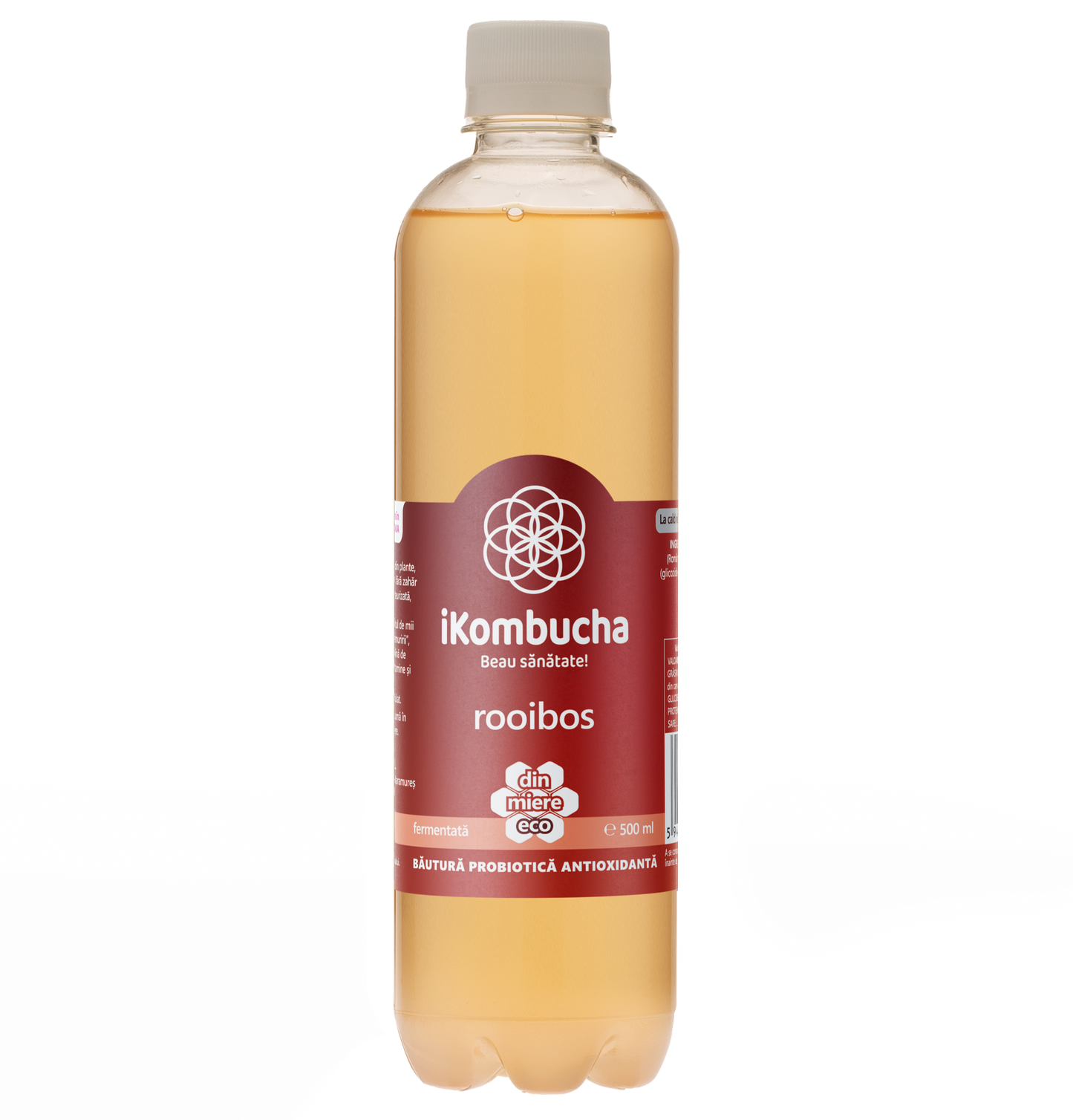 Bautura digestiva cu probiotice Kombucha, cu ceai ROOIBOS, cu antioxidanti si minerale cu beneficii pentru rezistenta si flora intestinala, 500 ml, iKombucha