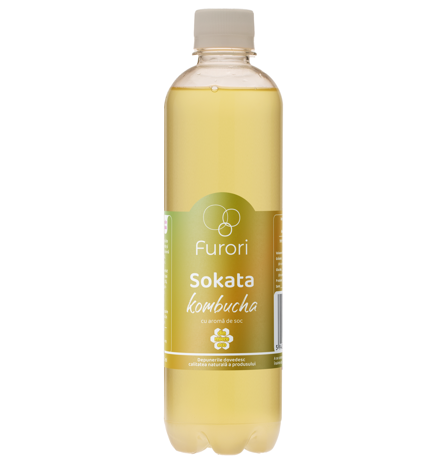 Bautura racoritoare acidulata pe baza de Kombucha, cu aroma naturala de SOC si miere, 500 ml, Furori