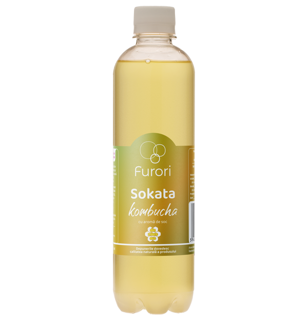 Bautura racoritoare acidulata pe baza de Kombucha, cu aroma naturala de SOC si miere, 500 ml, Furori